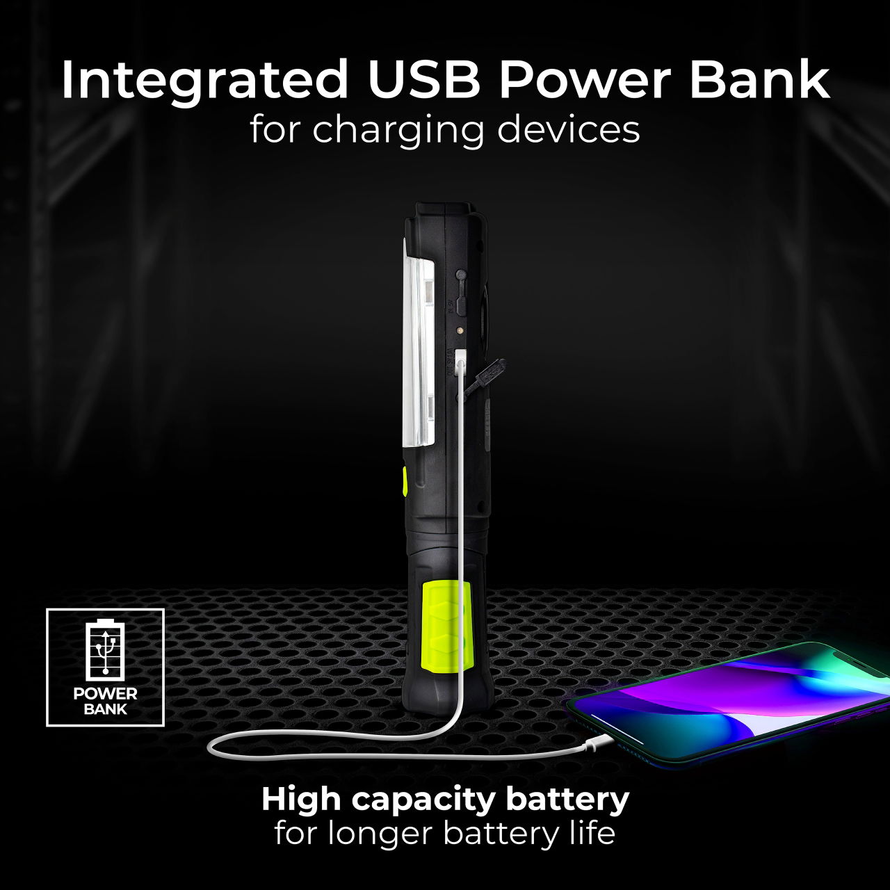 Luceco rotation inspection torch with powerbank 5v 3w 300lm 6500k - USB charged