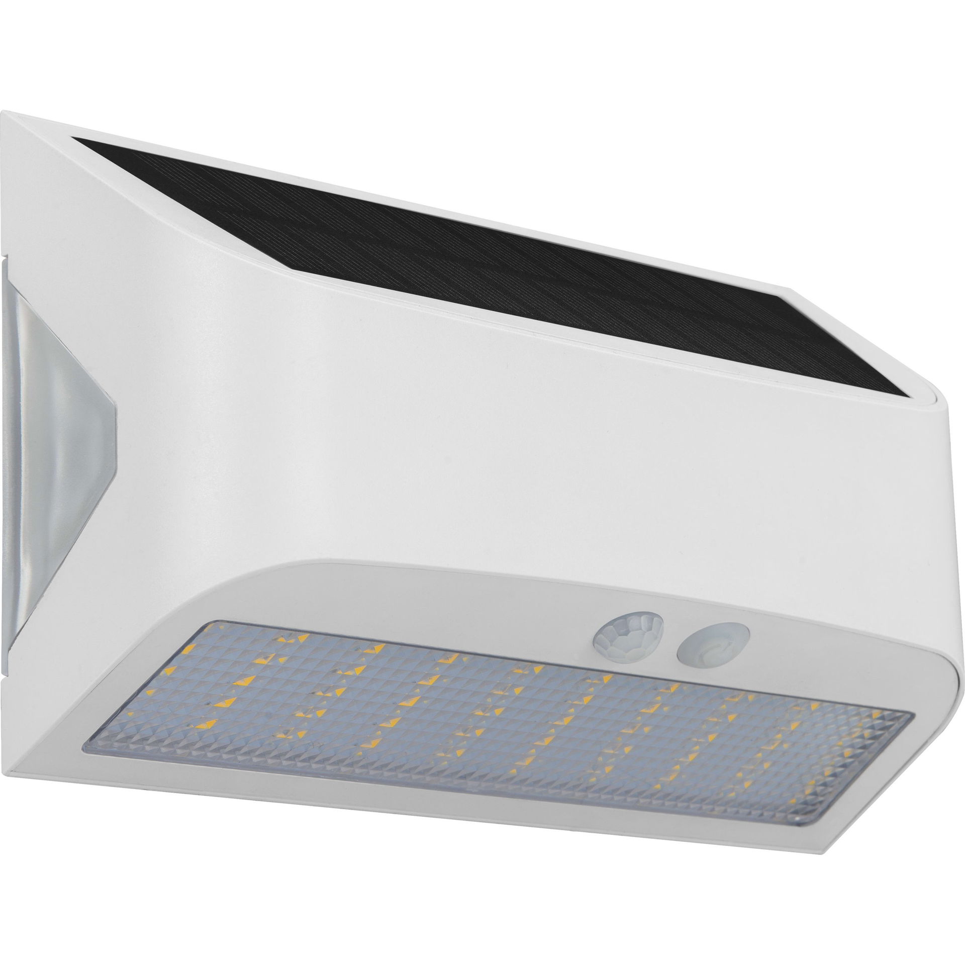 Luceco Prysm Decorative Outdoor Solar Wall Light with PIR Motion Sensor and USB Charging Port, LED Exterior Lighting, White, IP54, 6W, 600lm, 4000K