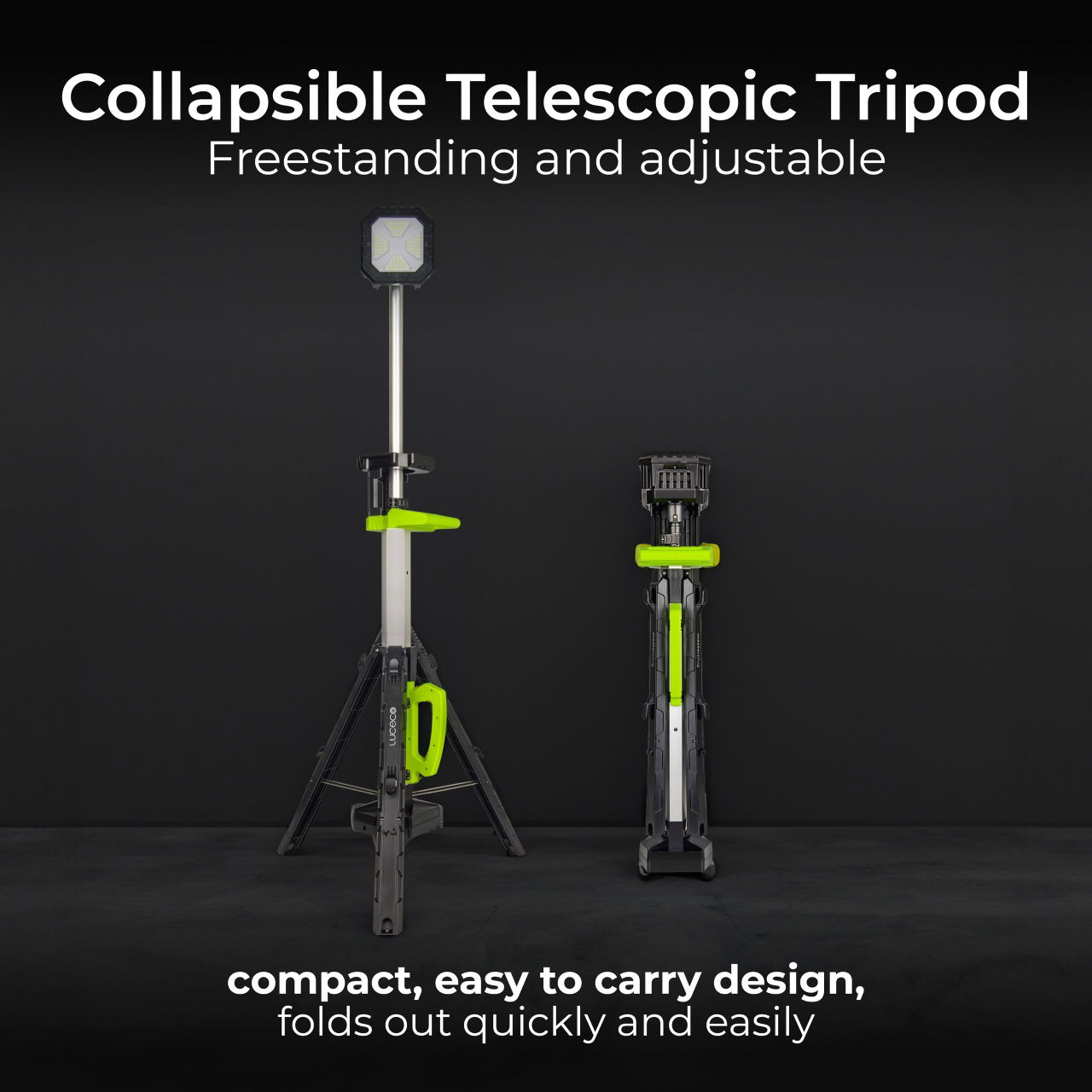 Luceco telescopic tripod IP44 worklight 5V 20W 2000lm 6500K - usbc rechargeable