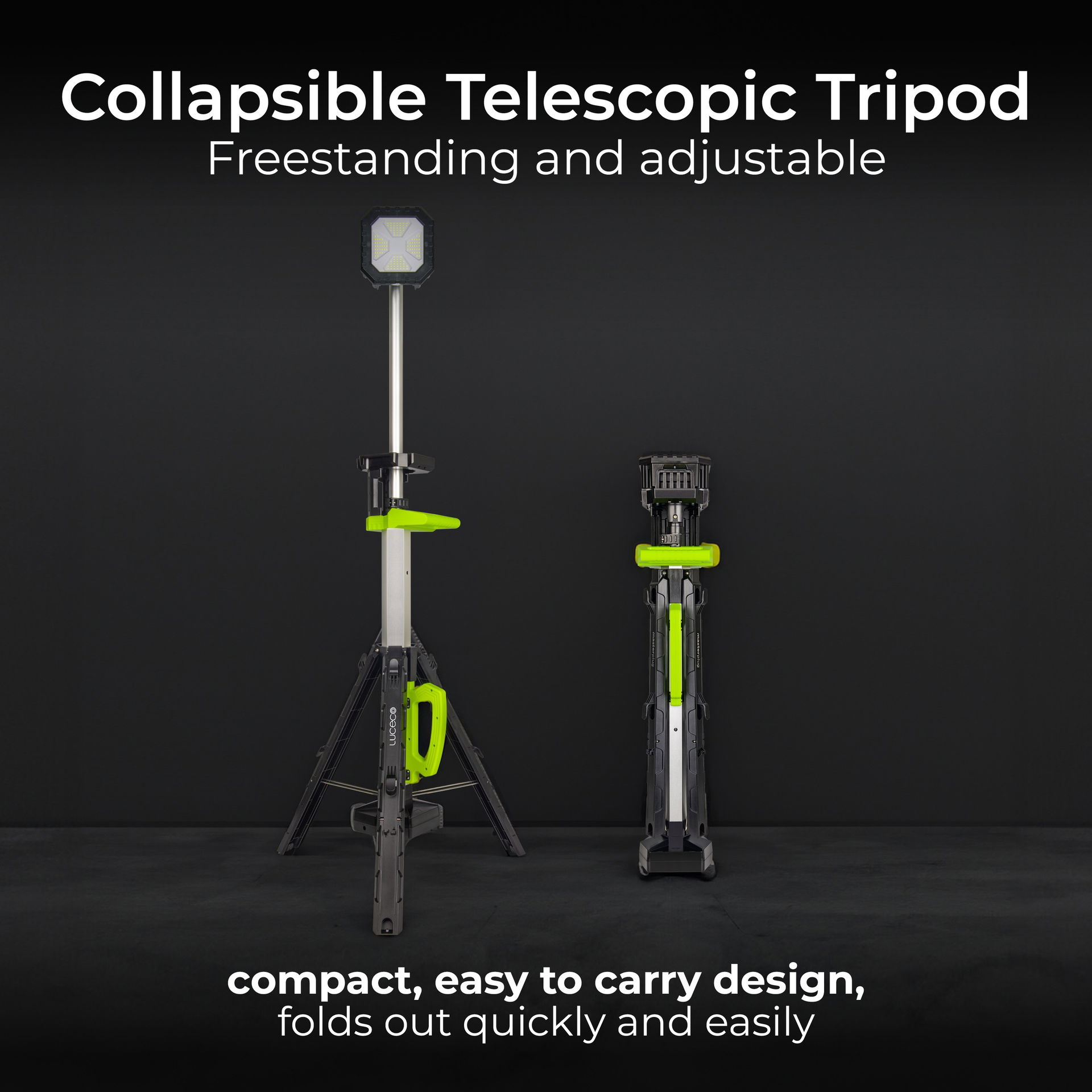 Luceco telescopic tripod IP44 worklight 5V 20W 2000lm 6500K - usbc rechargeable