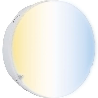 Luceco LED Bulkhead Light, Indoor & Outdoor Wall & Ceiling Lighting, Mosi Round Fixed Output Driver, 200mm, Commercial & Residential Use, 6/10/13W CCT 3/4/5/6000K IP65 IK08 Class 2, White