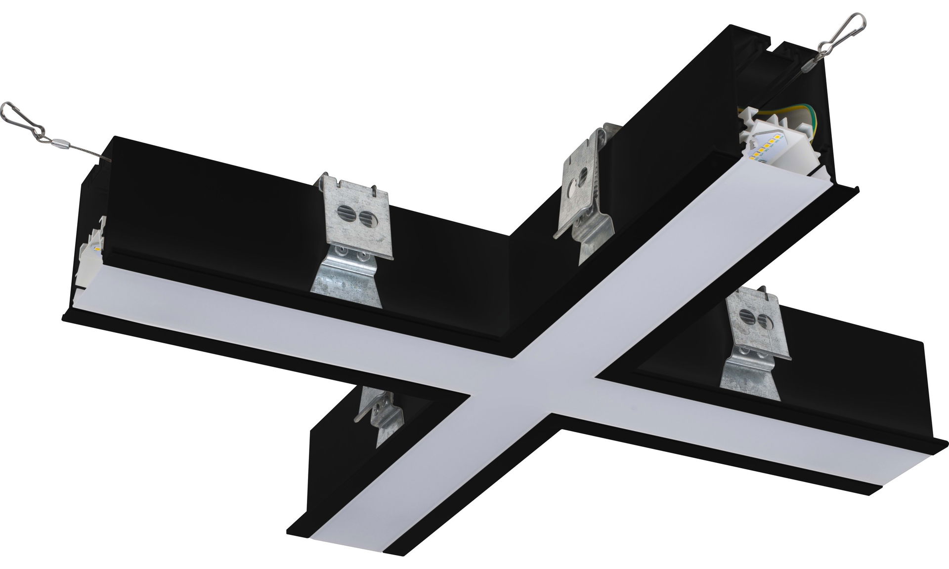 Contour 568mm recessed X connector module 2400lumens with fixed output driver finished in black