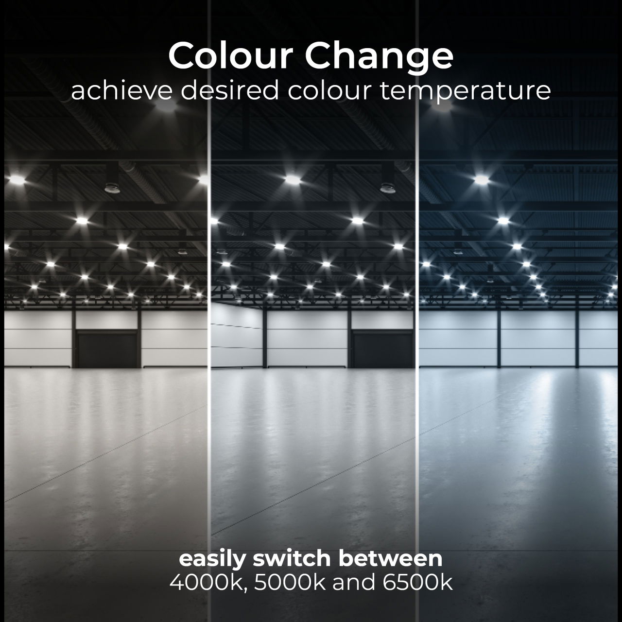 Luceco Titan All-in-One High Bay Luminaire, Power & Colour Change (CCT), Beam Change via Optic Lens, IP65, 100/150/200W, 175000/25000/32000lm, 4000/5000/6500K, with Zhaga Socket
