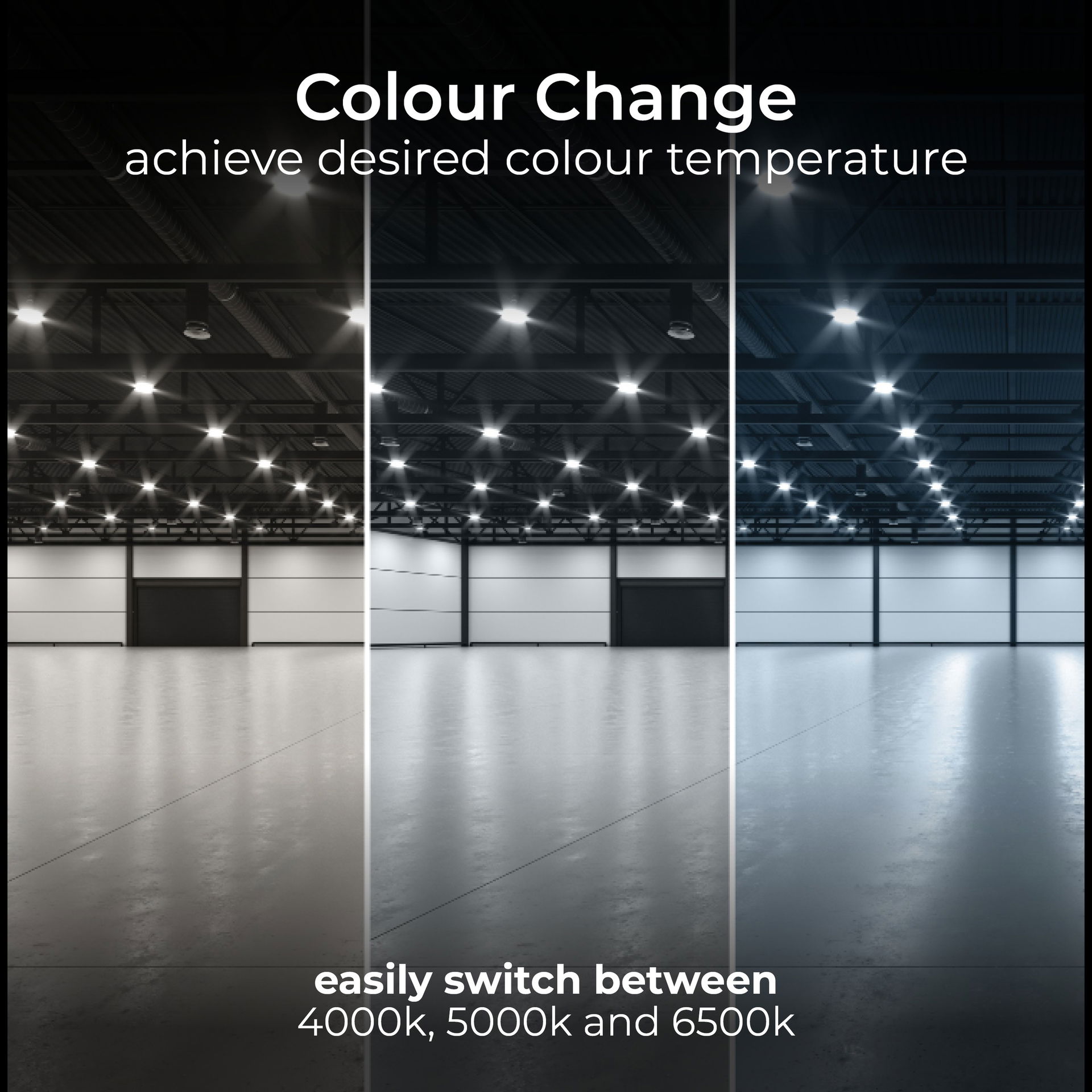 Luceco Titan All-in-One High Bay Luminaire, Power & Colour Change (CCT), Beam Change via Optic Lens, IP65, 100/150/200W, 175000/25000/32000lm, 4000/5000/6500K, with Zhaga Socket