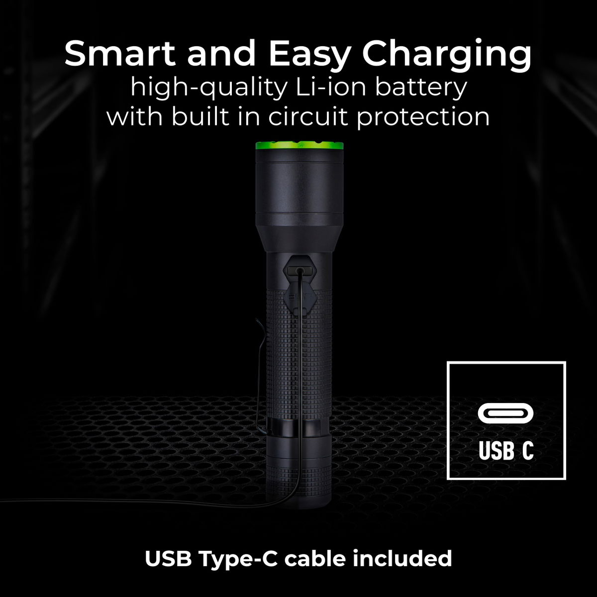 Luceco Multi Focus LED Hand Torch, USB-C Rechargeable, Inspection Light, 3 Lighting Modes, IP44, 4W, 400lm, 6500K