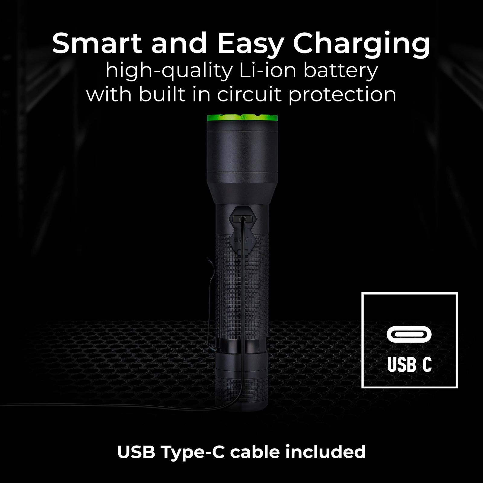 Luceco Multi Focus LED Hand Torch, USB-C Rechargeable, Inspection Light, 3 Lighting Modes, IP44, 4W, 400lm, 6500K