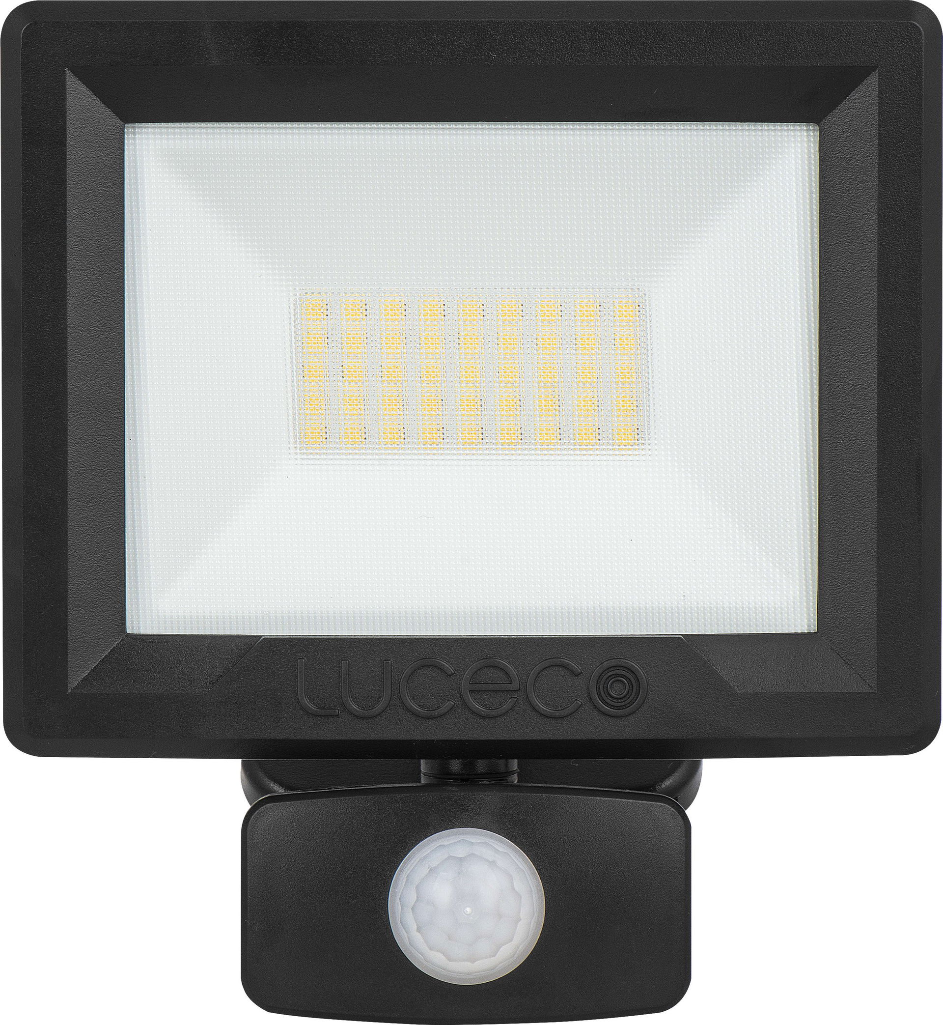 Essence floodlight with ball joint 30W black 4000k colour temp with PIR