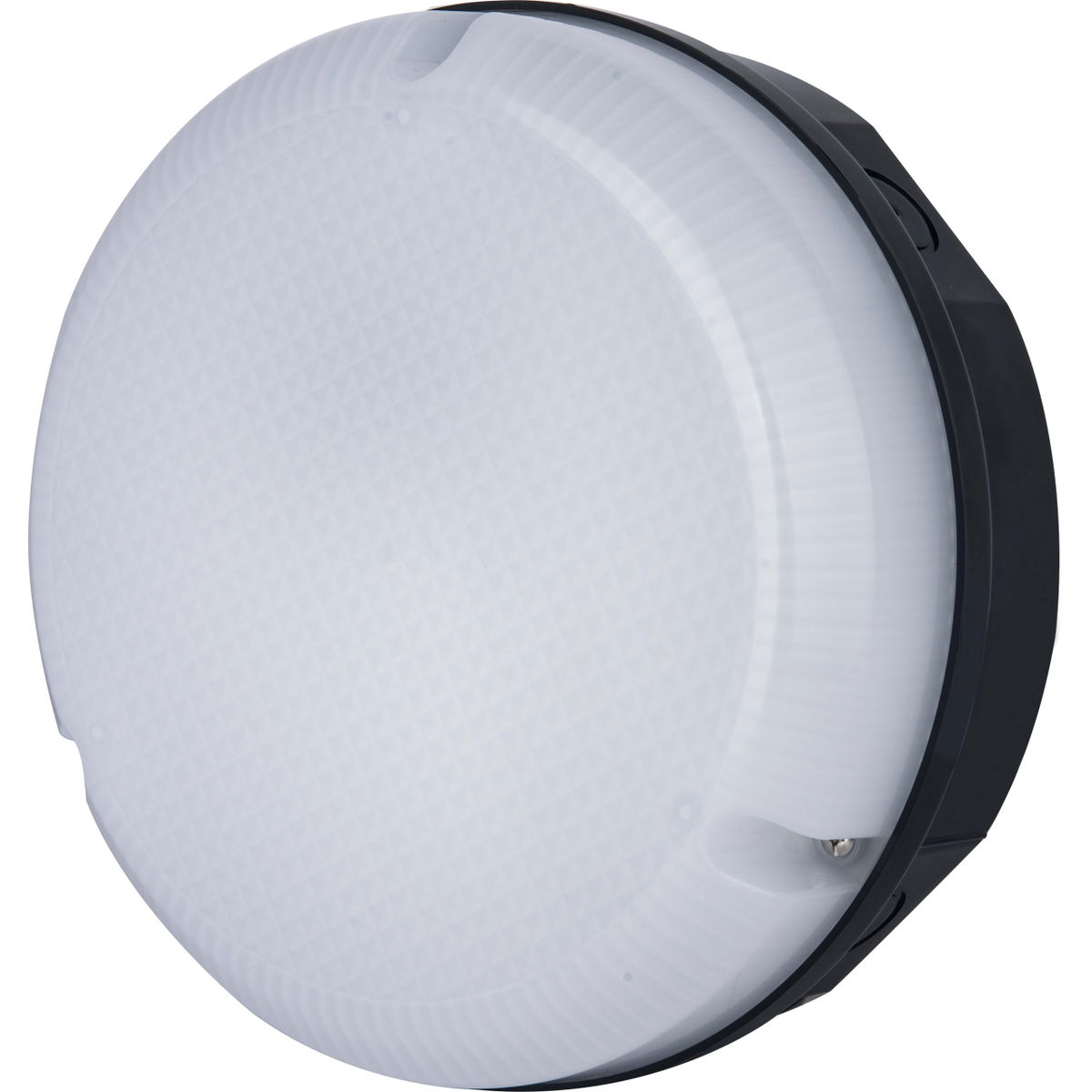 Luceco LED Bulkhead Light, Indoor & Outdoor Wall & Ceiling Lighting, Mosi Round Fixed Output Driver, 200mm, Commercial & Residential Use, 6/10/13W CCT 3/4/5/6000K IP65 IK08 Class 2, Black