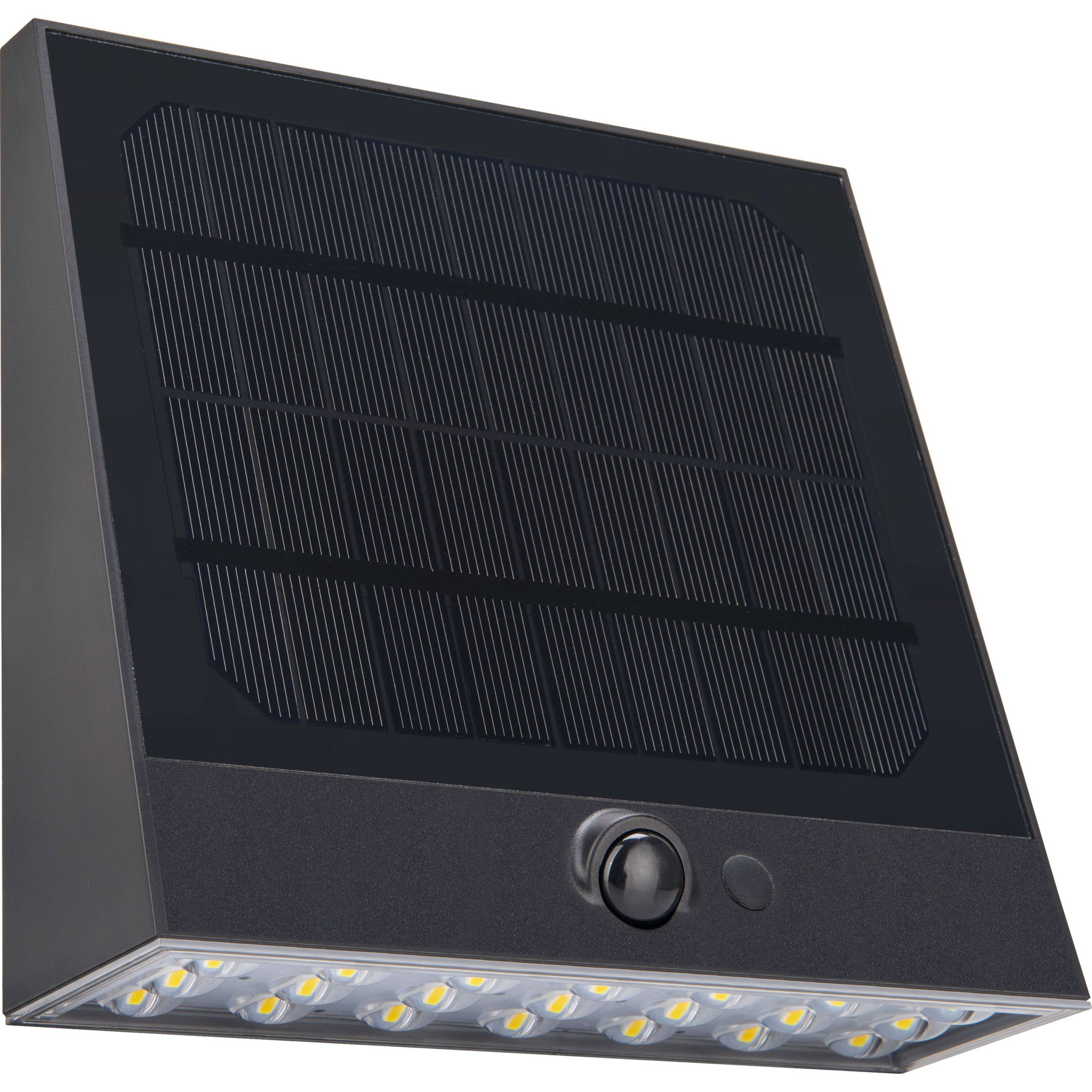 Luceco Stealth Decorative Outdoor Solar Wall Wash Light with PIR Motion Sensor, LED Exterior Lighting, Slate Grey, IP54, 7W, 1000lm, 3000K
