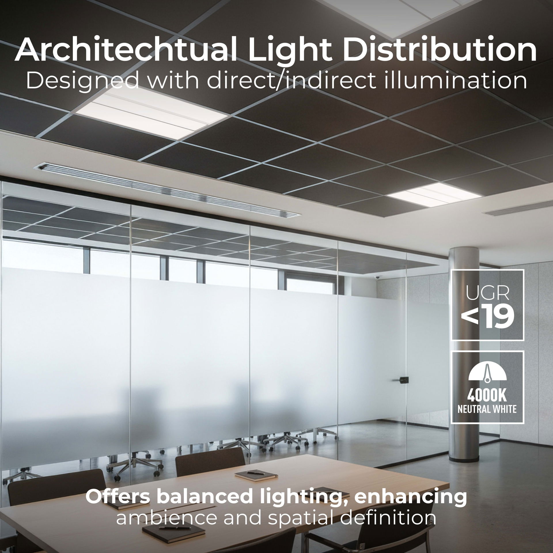 Luceco LuxPanel Delta LED Panel, Architectural Direct/Indirect Panel Luminaire, 600x600mm, 14W, 2000lm, 4000K