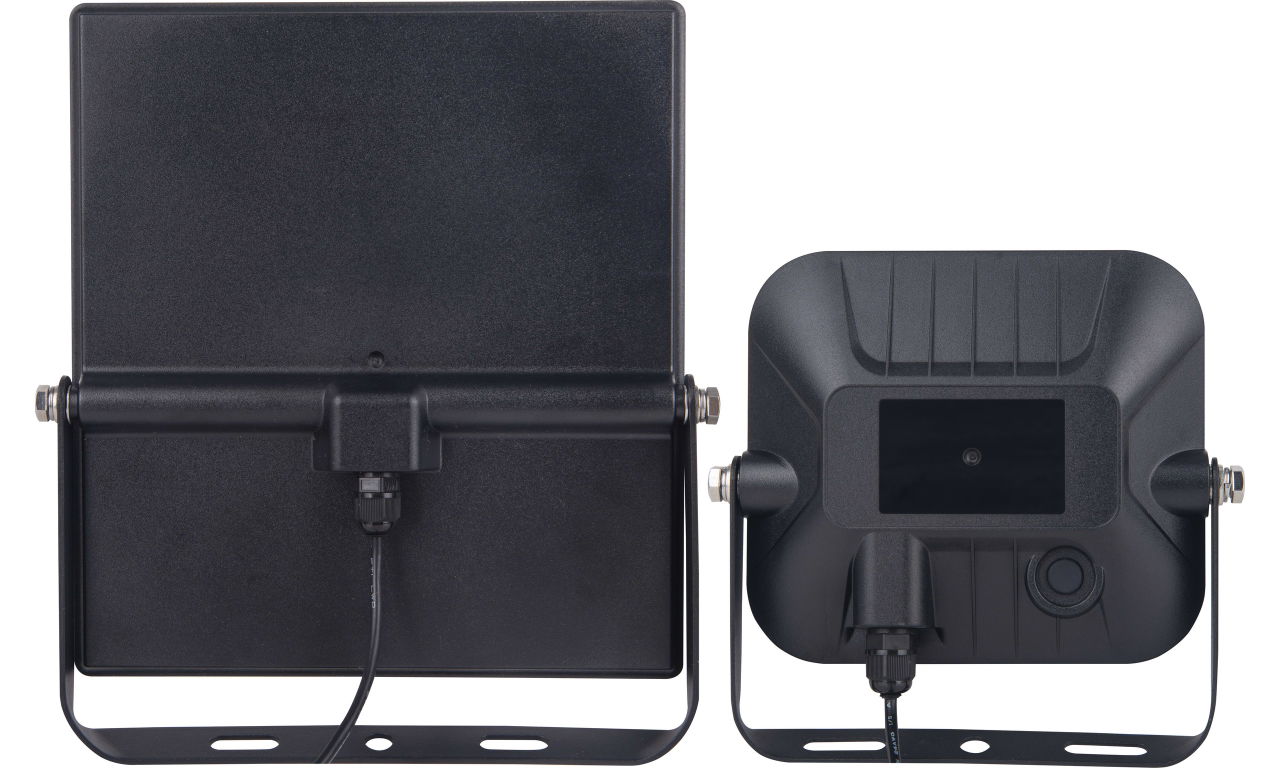 Luceco Mensa Decorative Outdoor Solar Security Floodlight with PIR Motion Sensor and Remote Control, Colour Change (CCT), LED Exterior Lighting, Black, 10W, 1500lm, 3000K & 4000K