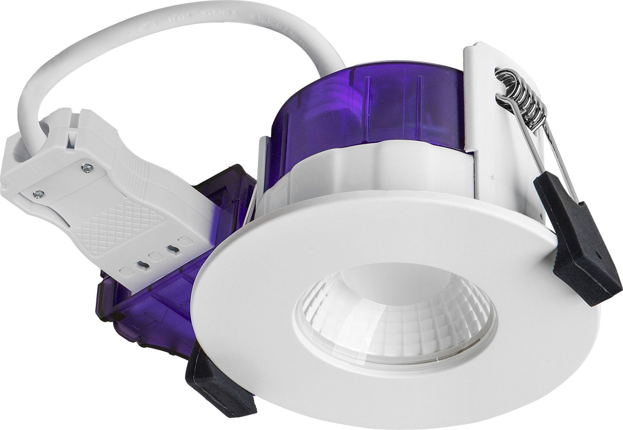 FType ultra fire rated downlight 4W/6W 690lm power change & CCT change 3000K / 4000K dim2warm dimmable IP65 white - flat