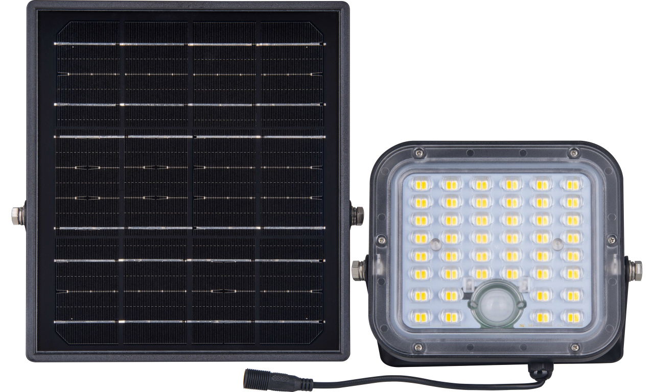 Luceco Mensa Decorative Outdoor Solar Security Floodlight with PIR Motion Sensor and Remote Control, Colour Change (CCT), LED Exterior Lighting, Black, 10W, 1500lm, 3000K & 4000K