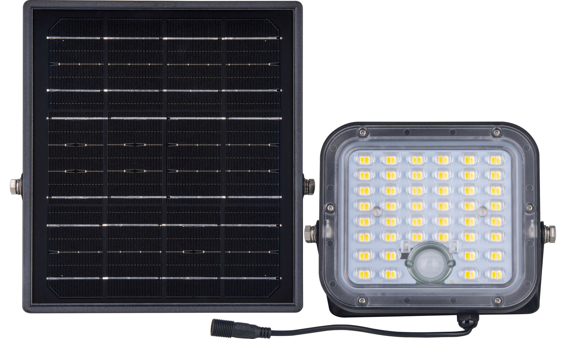 Luceco Mensa Decorative Outdoor Solar Security Floodlight with PIR Motion Sensor and Remote Control, Colour Change (CCT), LED Exterior Lighting, Black, 10W, 1500lm, 3000K & 4000K