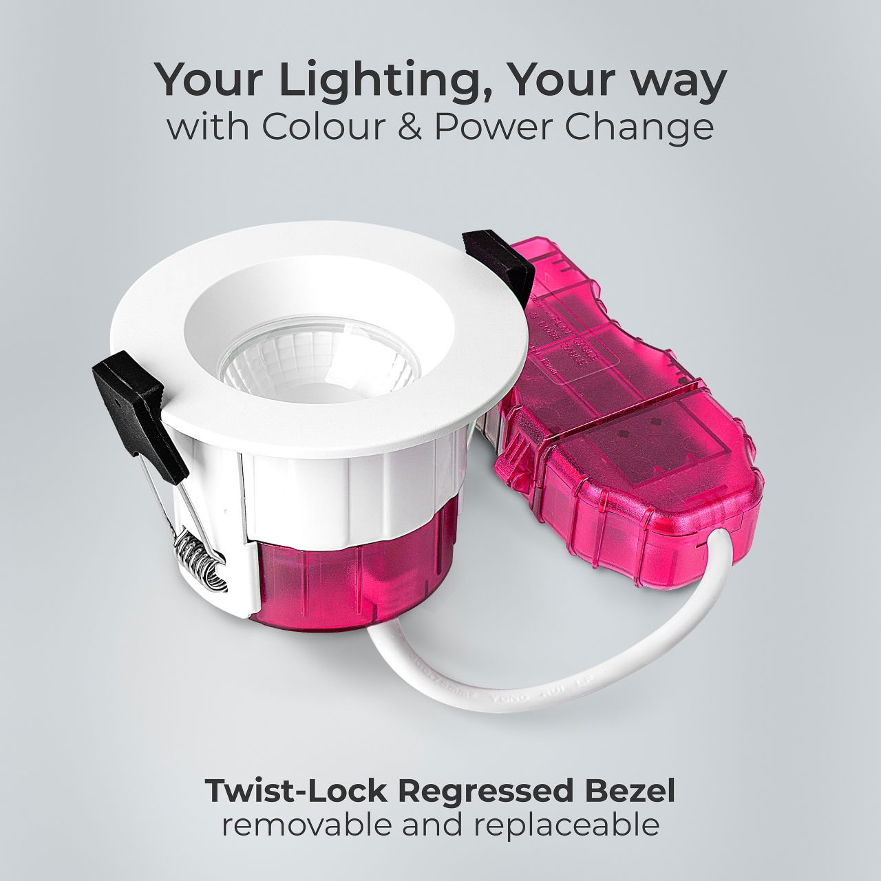 FType Elite Fire Rated Downlight 4W/6W 750lm Power Change with 4Colour CCT 2700K, 3000K, 4000K, 6000K  Dimmable IP65 White - Regressed