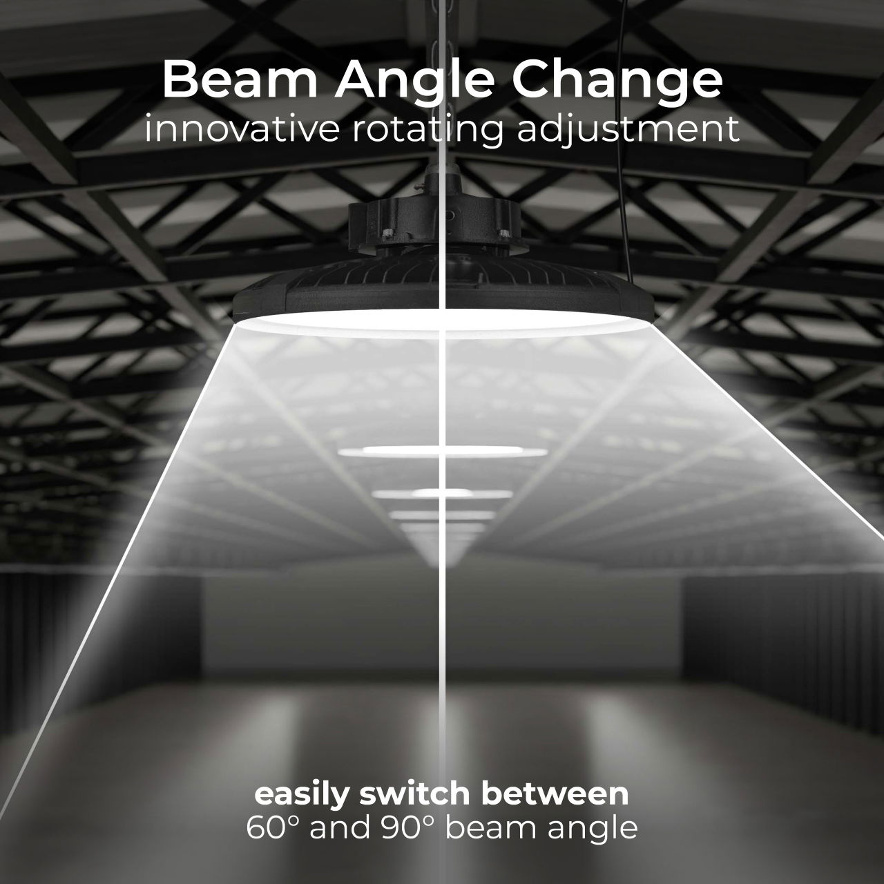 Luceco Titan All-in-One High Bay Luminaire, Power & Colour Change (CCT), Beam Change via Optic Lens, IP65, 100/150/200W, 175000/25000/32000lm, 4000/5000/6500K, with Zhaga Socket