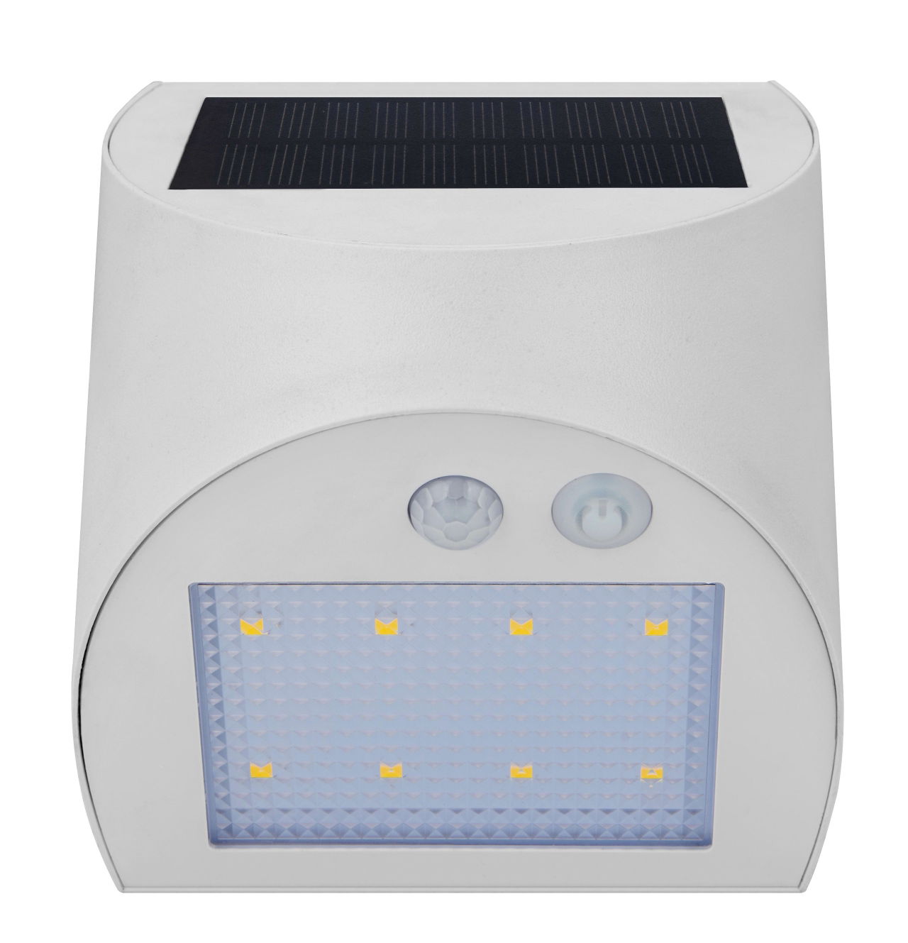 Luceco Prysm Decorative Outdoor Solar Wall Light with PIR Motion Sensor and USB Charging Port, LED Exterior Lighting, White, IP54, 3W, 300lm, 4000K