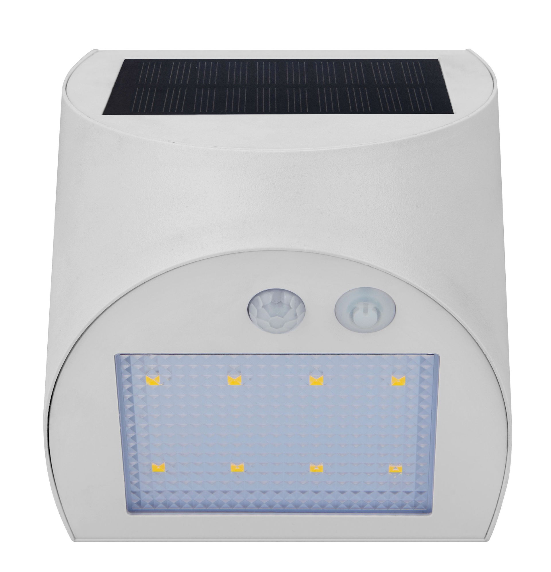 Luceco Prysm Decorative Outdoor Solar Wall Light with PIR Motion Sensor and USB Charging Port, LED Exterior Lighting, White, IP54, 3W, 300lm, 4000K