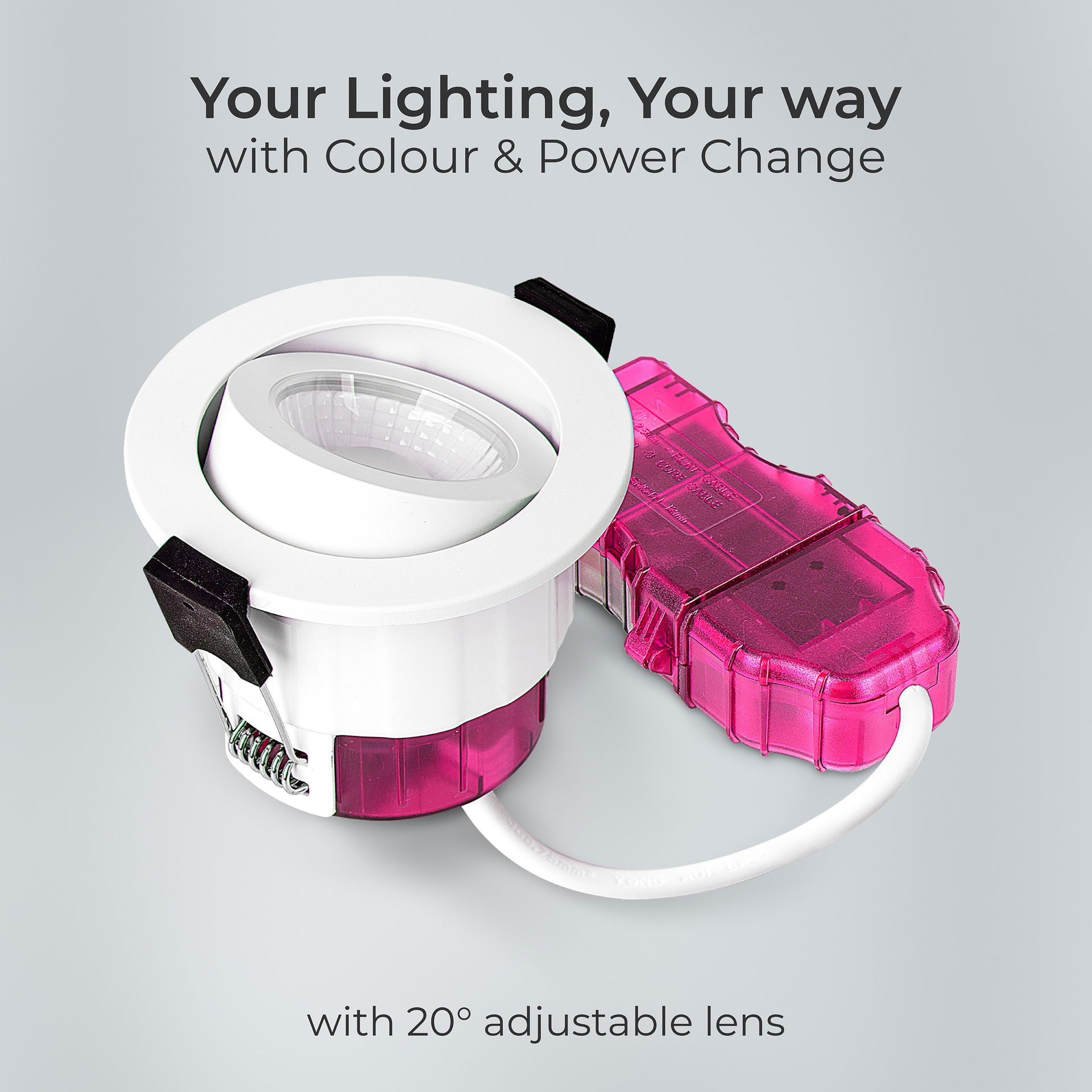 FType Elite Fire Rated Downlight 4W/6W 690lm Power Change with 4Colour CCT 2700, 3000, 4000K, 6000K  Dimmable IP65 White - Adjustable