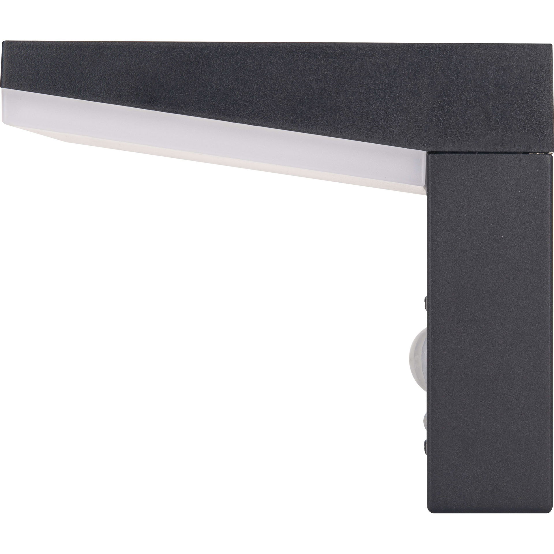 Luceco Aries Decorative Outdoor Solar Wall Light with PIR Motion Sensor, LED Exterior Lighting, Slate Grey, IP44, 5W, 600lm, 3000K