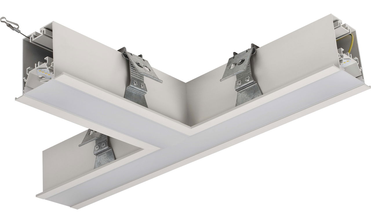 Contour 568mm recessed T connector module 1800lumens with fixed output driver finished in white