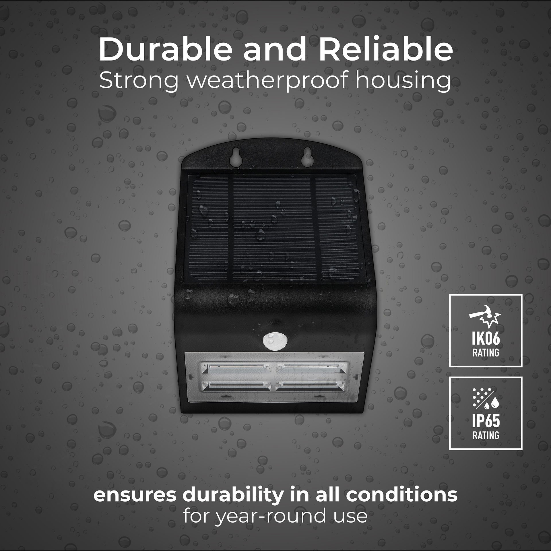Luceco Solar Wall Light & PIR 3.2W Black