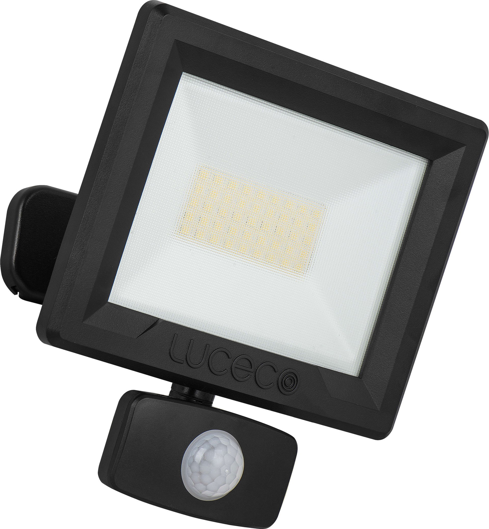Essence floodlight with ball joint 30W black 4000k colour temp with PIR