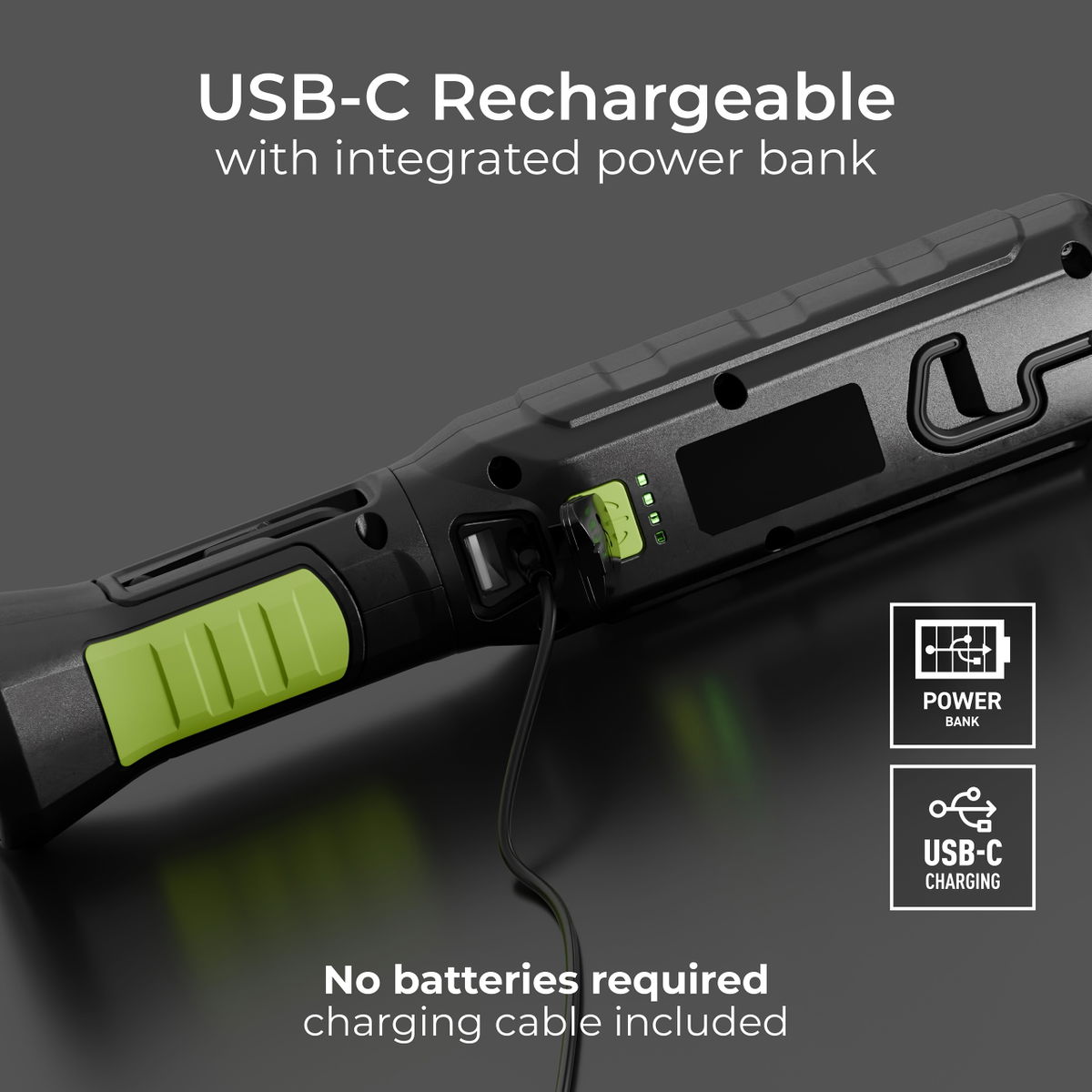 Rechargeable Inspection LED Tilt & Twist Torch 5W 600lm, 6500K with Power Bank USB-C