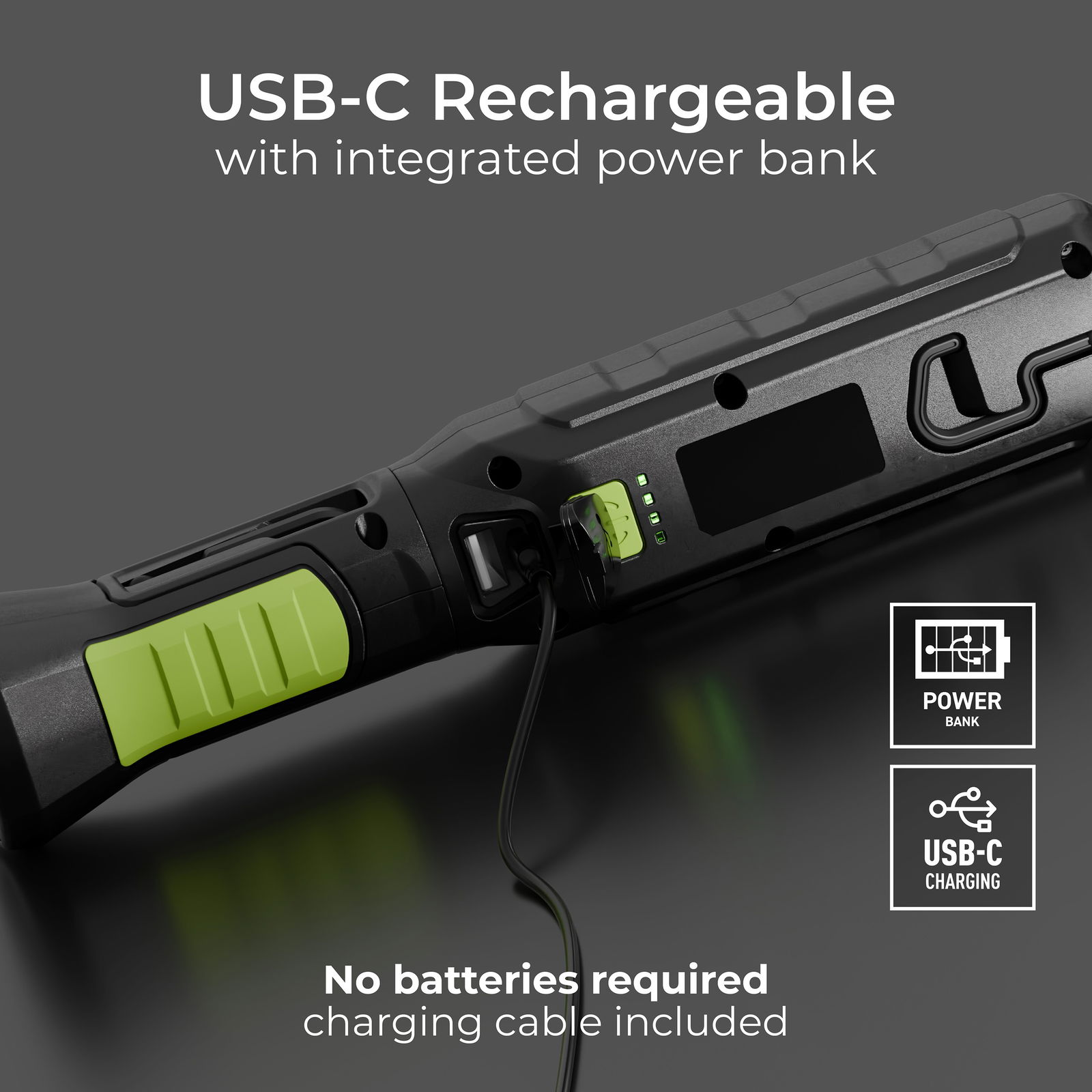 Rechargeable Inspection LED Tilt & Twist Torch 5W 600lm, 6500K with Power Bank USB-C