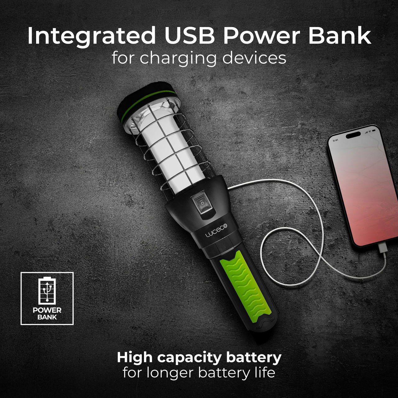 Luceco Cage Inspection Torch, USB, 10W