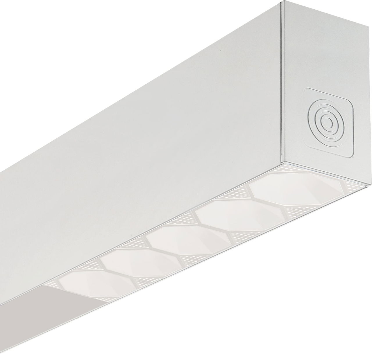 Contour Octa 1414mm suspended module direct/ indirect 5000lumens with fixed output driver finished in white