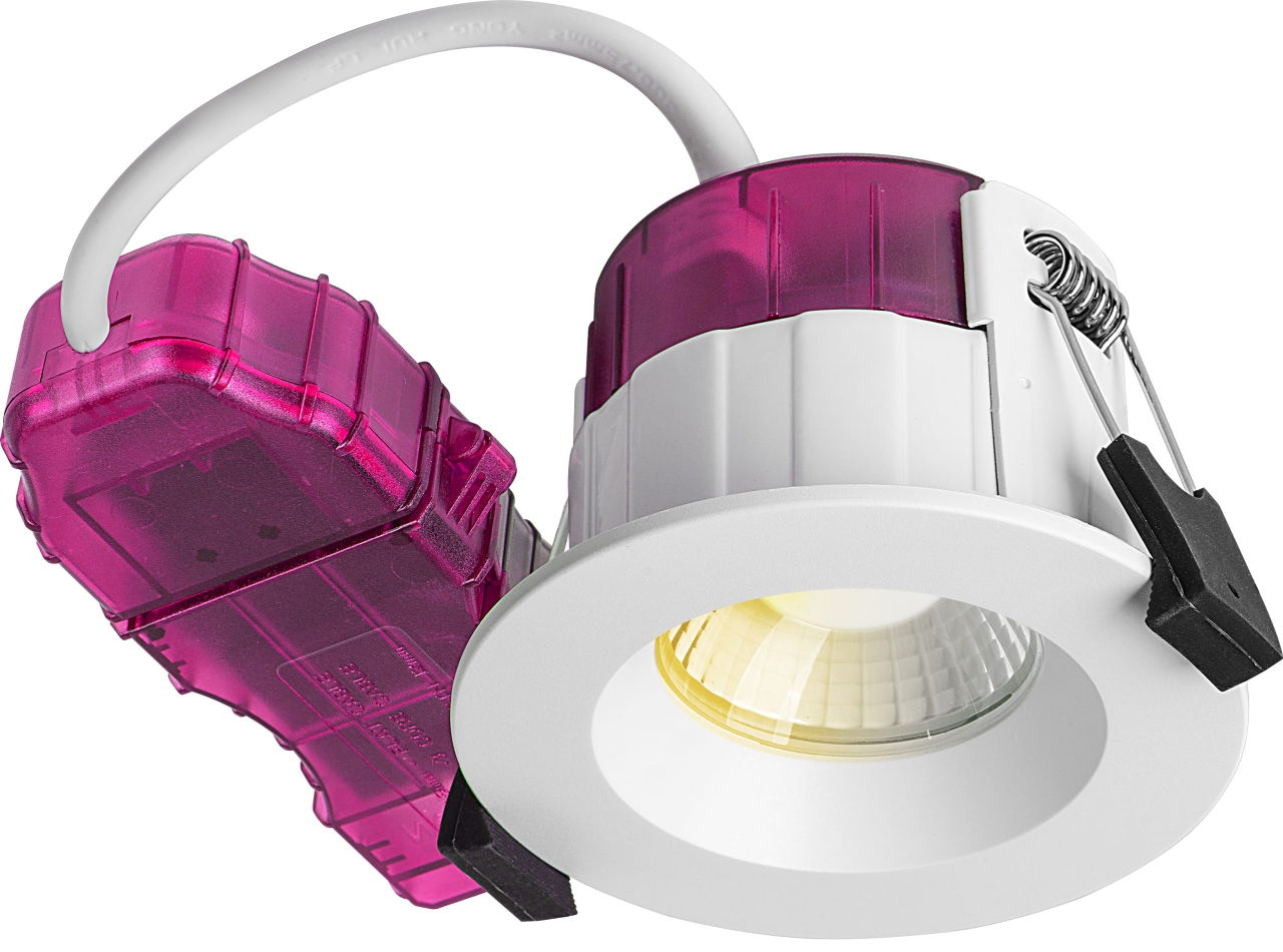 FType Elite Fire Rated Downlight 4W/6W 690lm Power Change & CCT Change 3000K / 4000K Dim2Warm Dimmable IP65 White - Regressed