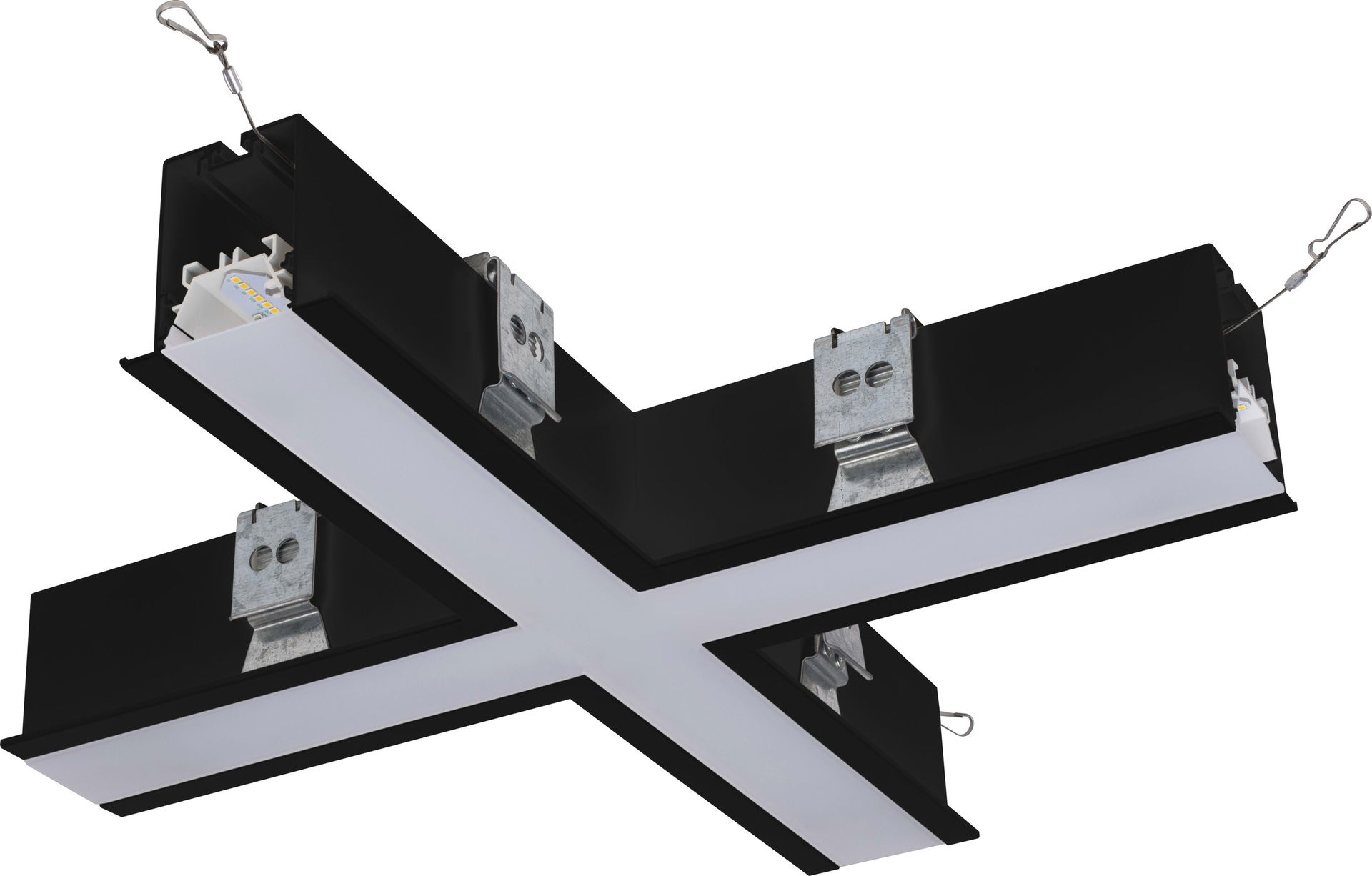 Contour 568mm recessed X connector module 2400lumens with fixed output driver finished in black