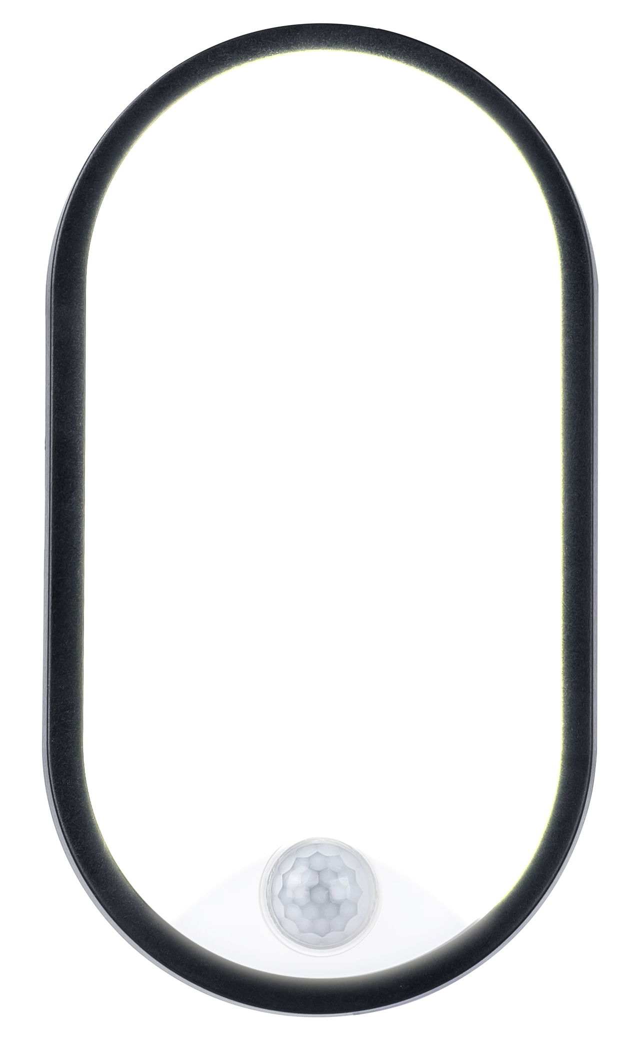 Exterior residential bulkhead oval 700lumens with white or black bezel + PIR