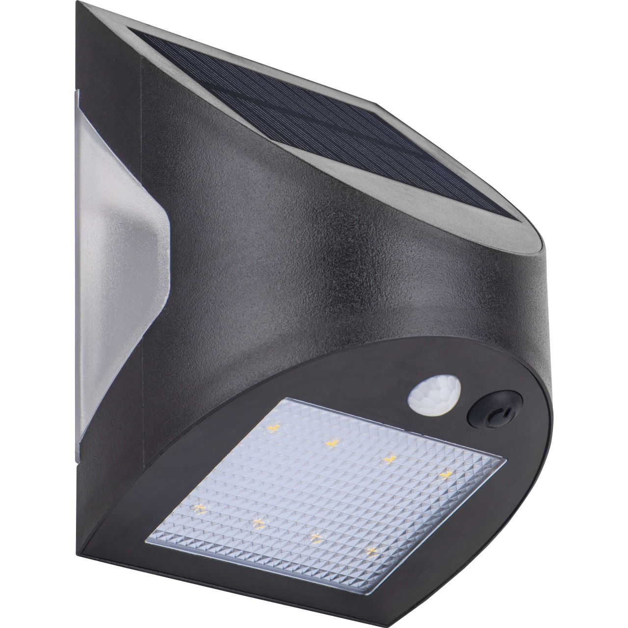 Luceco Prysm Decorative Outdoor Solar Wall Light with PIR Motion Sensor and USB Charging Port, LED Exterior Lighting, Black, IP54, 6W, 600lm, 4000K