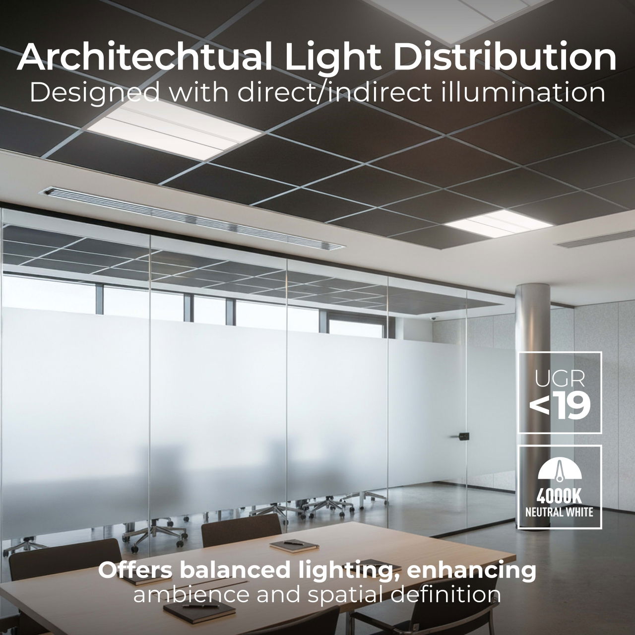 Luceco LuxPanel Delta LED Panel, Architectural Direct/Indirect Panel Luminaire, 600x600mm, 24W, 3500lm, 4000K