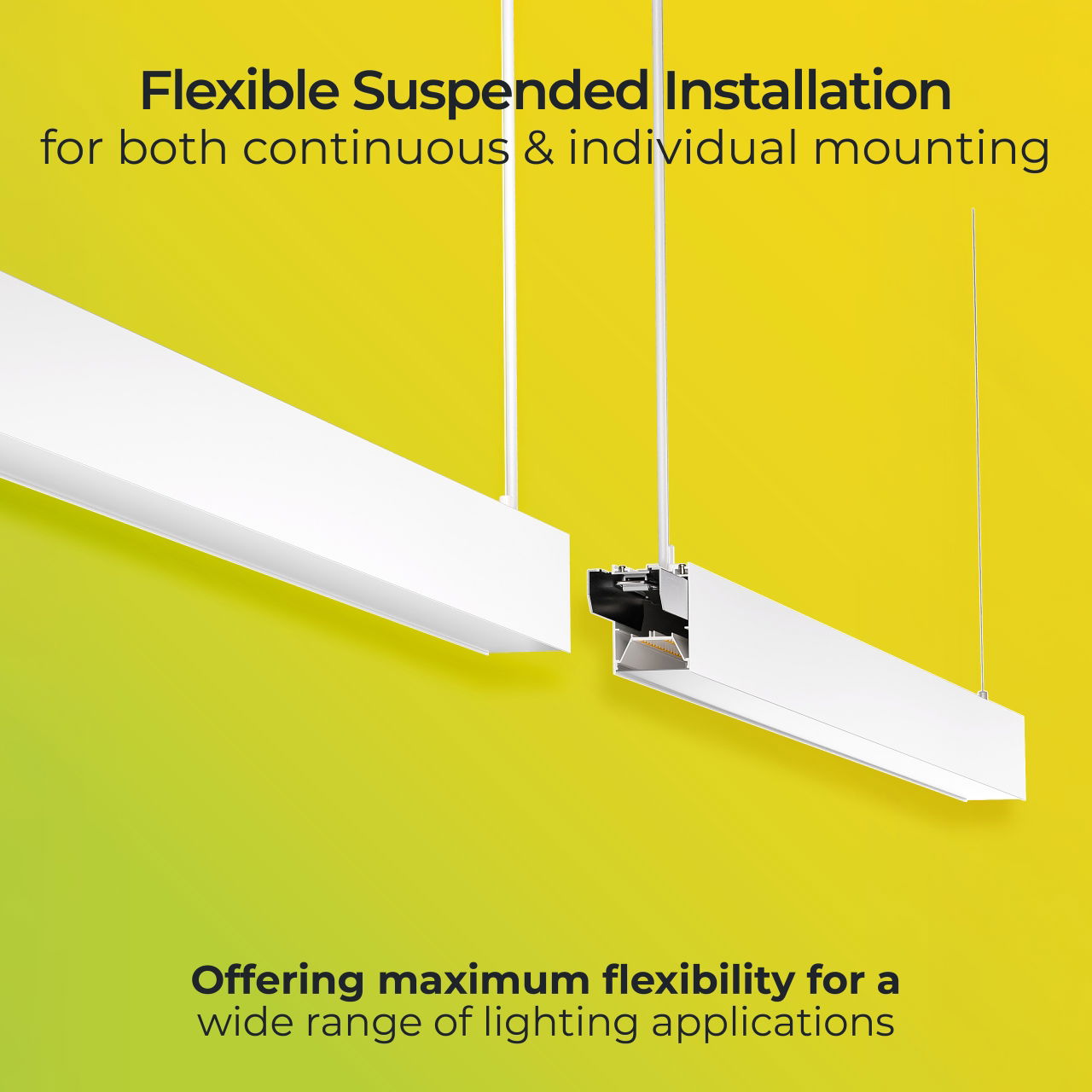Linea Suspended Linear 1500mm Power Change 4500Lm 32W (Selectable 2400Lm 17W/3000Lm 21.5W/3600Lm 25.5W) 4000K (Selectable 3000K) DALI Dimmable Emergency (Self Test Switchable)