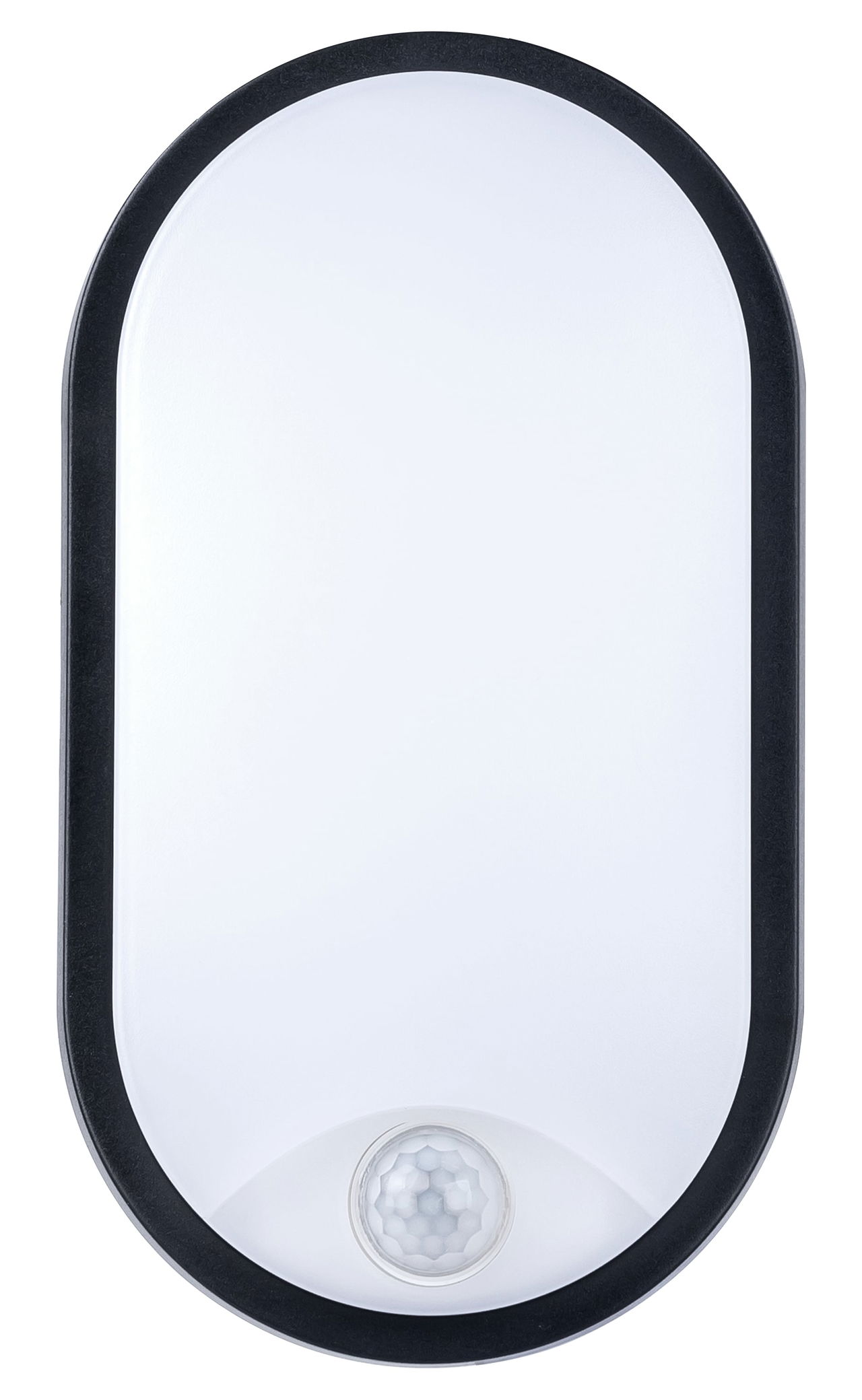 Exterior residential bulkhead oval 700lumens with white or black bezel + PIR