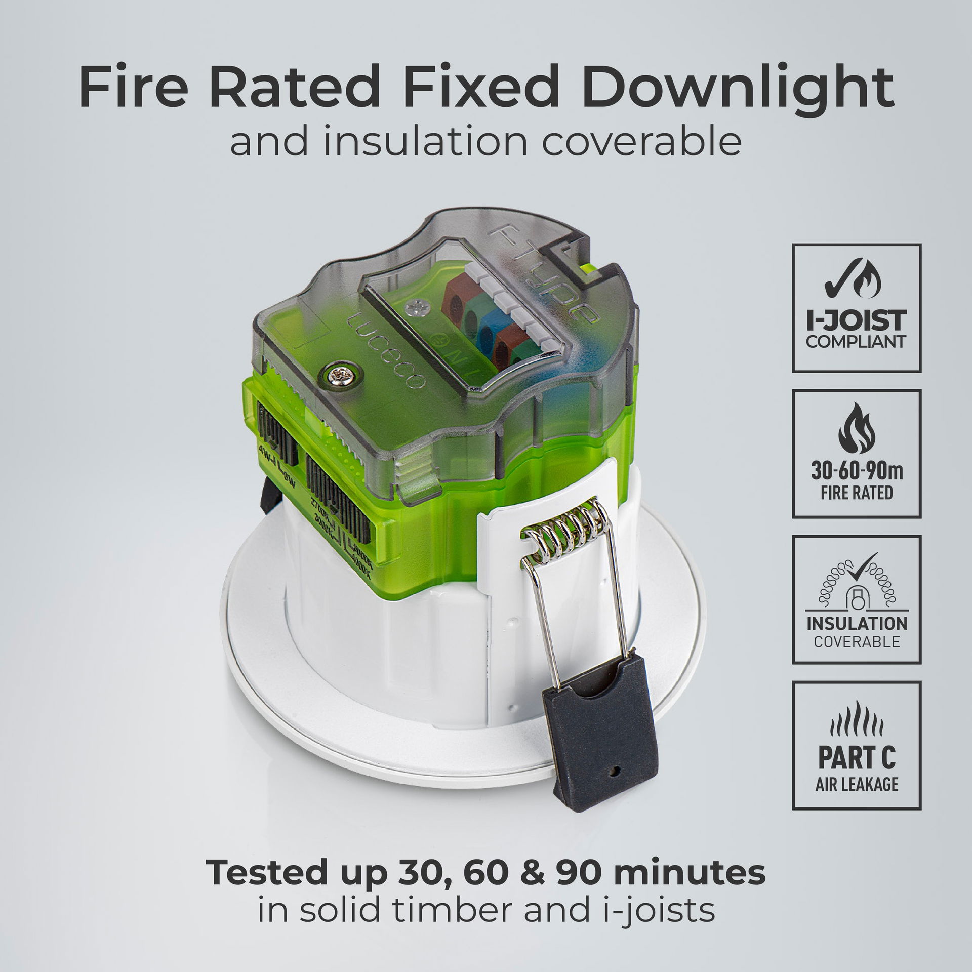 FType Mk2 Fire Rated Downlight 4W/6W 750lm Power Change & 4Colour CCT 2700K, 3000K, 4000K, 6000K Dimmable IP65 White - Regressed