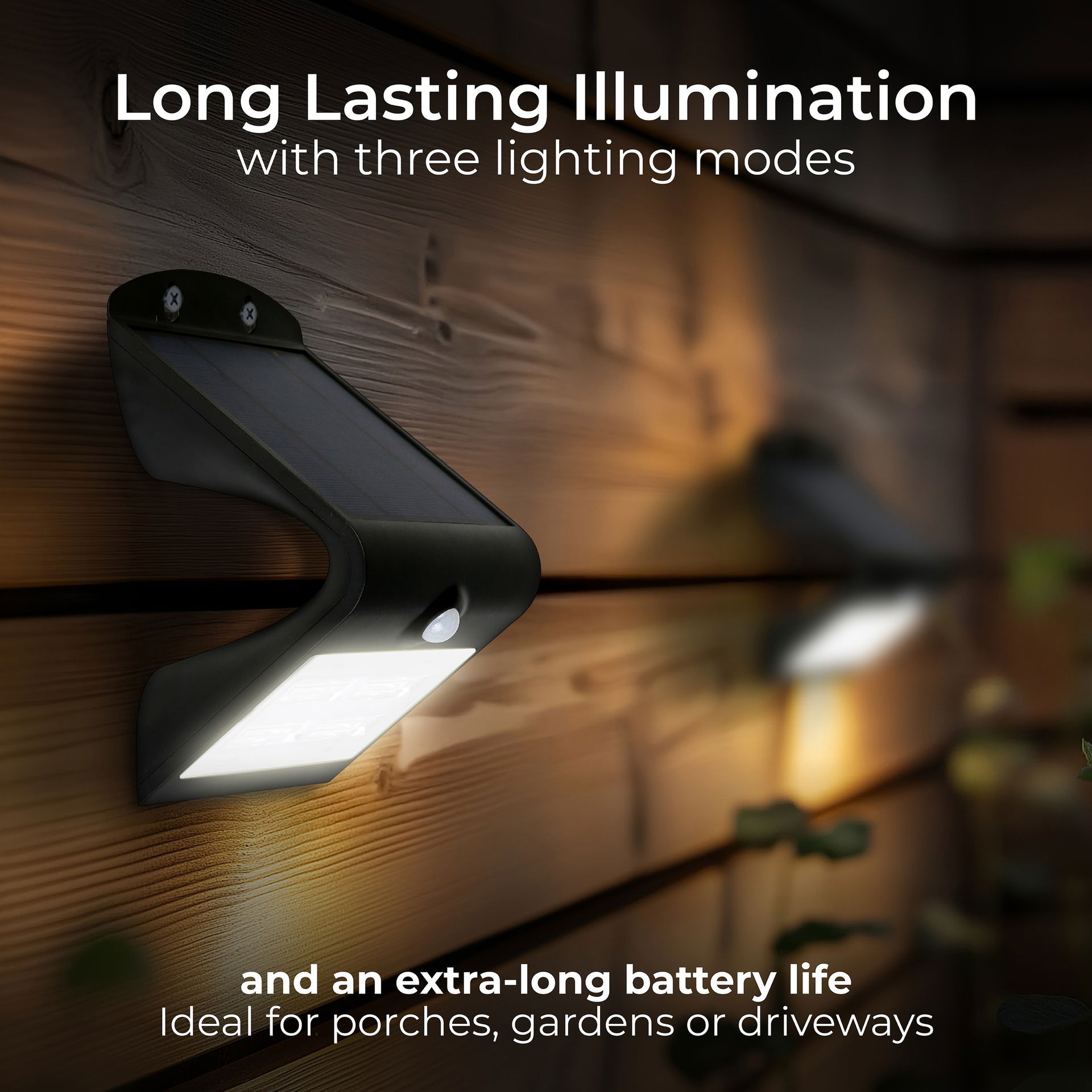 Luceco Solar Wall Light & PIR 3.2W Black