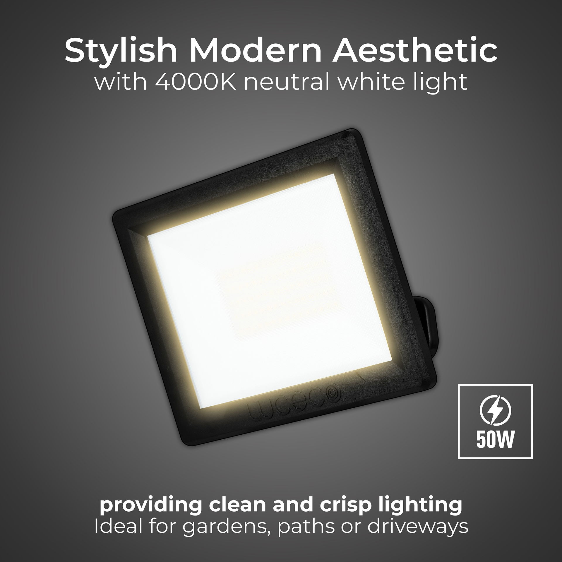 Essence floodlight with ball joint 50W black 4000k colour temp
