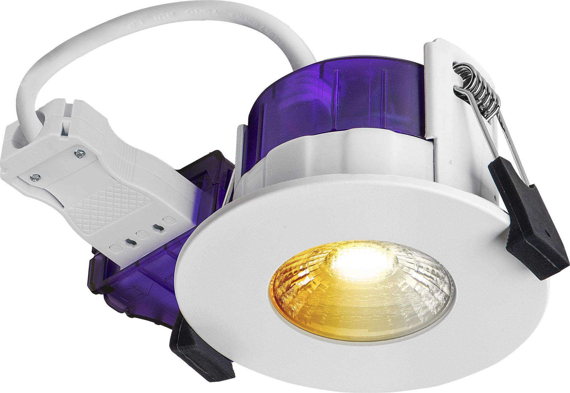FType ultra fire rated downlight 4W/6W 690lm power change & CCT change 3000K / 4000K dim2warm dimmable IP65 white - flat