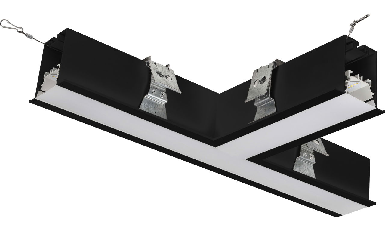 Contour 568mm recessed T connector module 1800lumens with fixed output driver finished in black