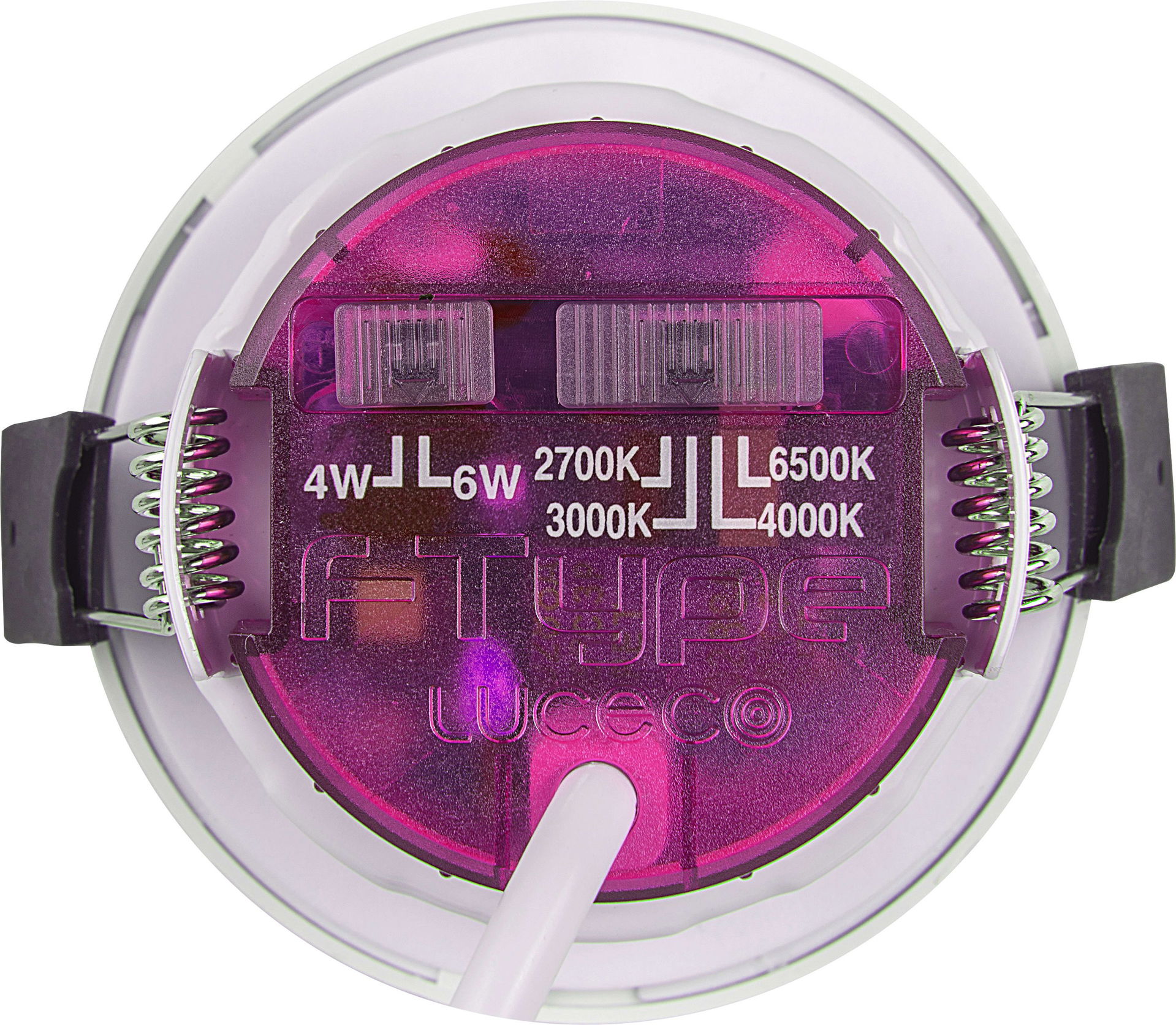 FType Elite Fire Rated Downlight 4W/6W 690lm Power Change with 4Colour CCT 2700, 3000, 4000K, 6000K  Dimmable IP65 White - Adjustable