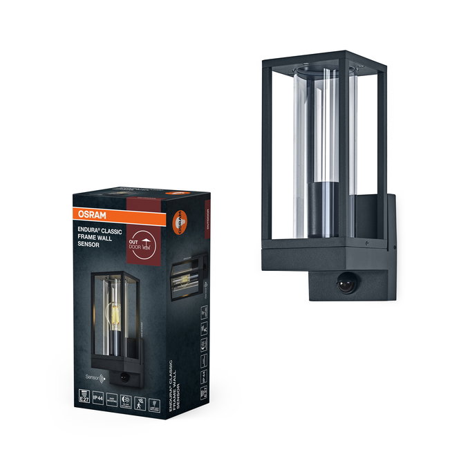 ENDURA Classic Frame Wall Sensor E27 IP54 Dark Grey