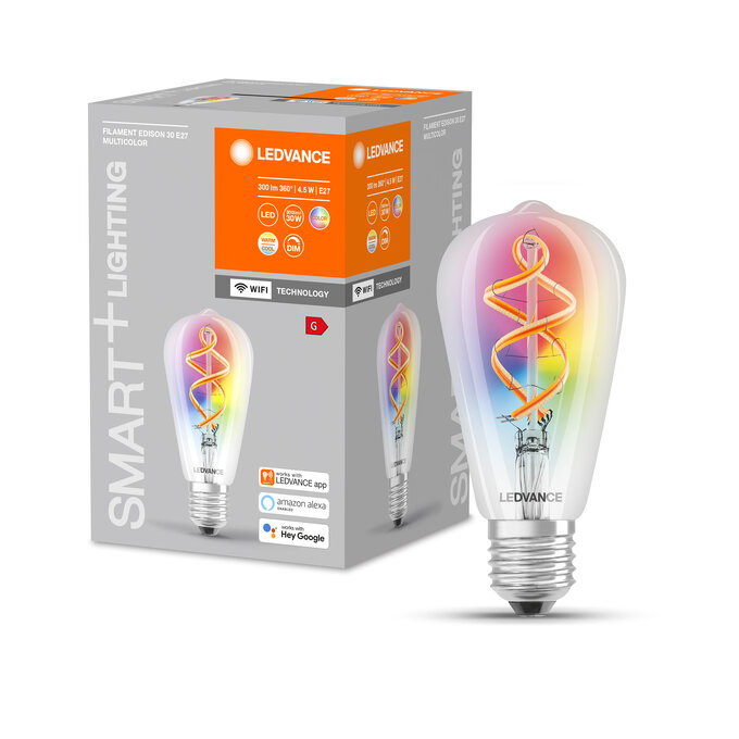 SMART+ WiFi Filament Edison Multicolour RGBW 30  4.5 W/2700 K E27