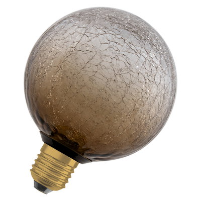 DECOR LED FLAT LAMP 3.5W 827 E27 Non-Dim  IN CRACKED GLASS ROUND BROWN