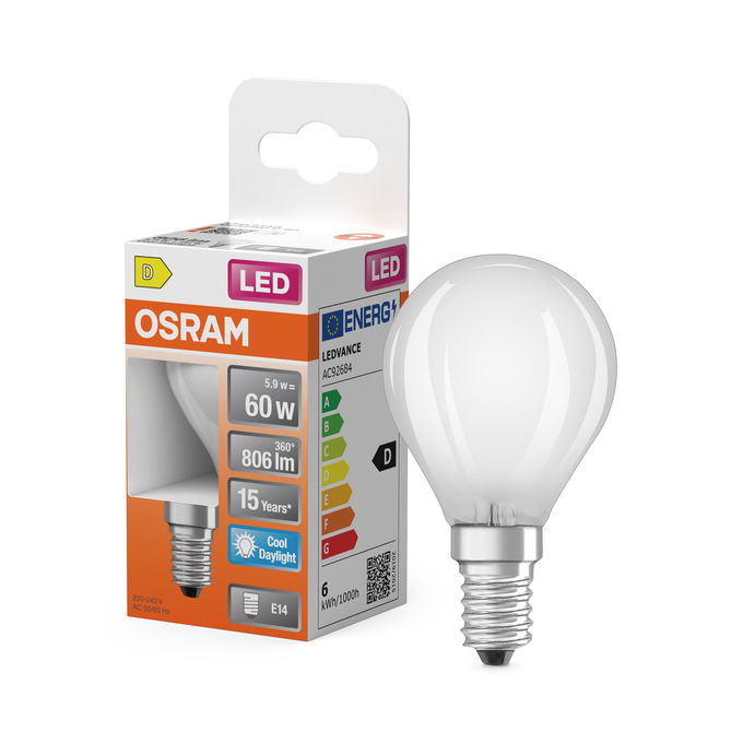 LED Star Classic P 60 Filament 5.9W 865 Frosted E14