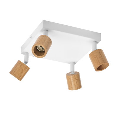 LED Spot Brick 4xGU10 Plate White and Wood