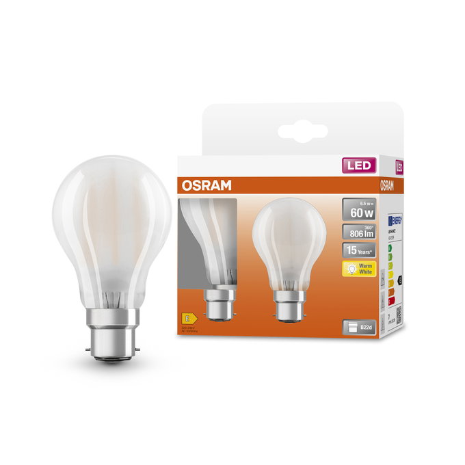 LED Star Classic A 60 6.5W 827 Frosted B22d
